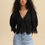 Thumbnail: Marci - Black V neck blouse