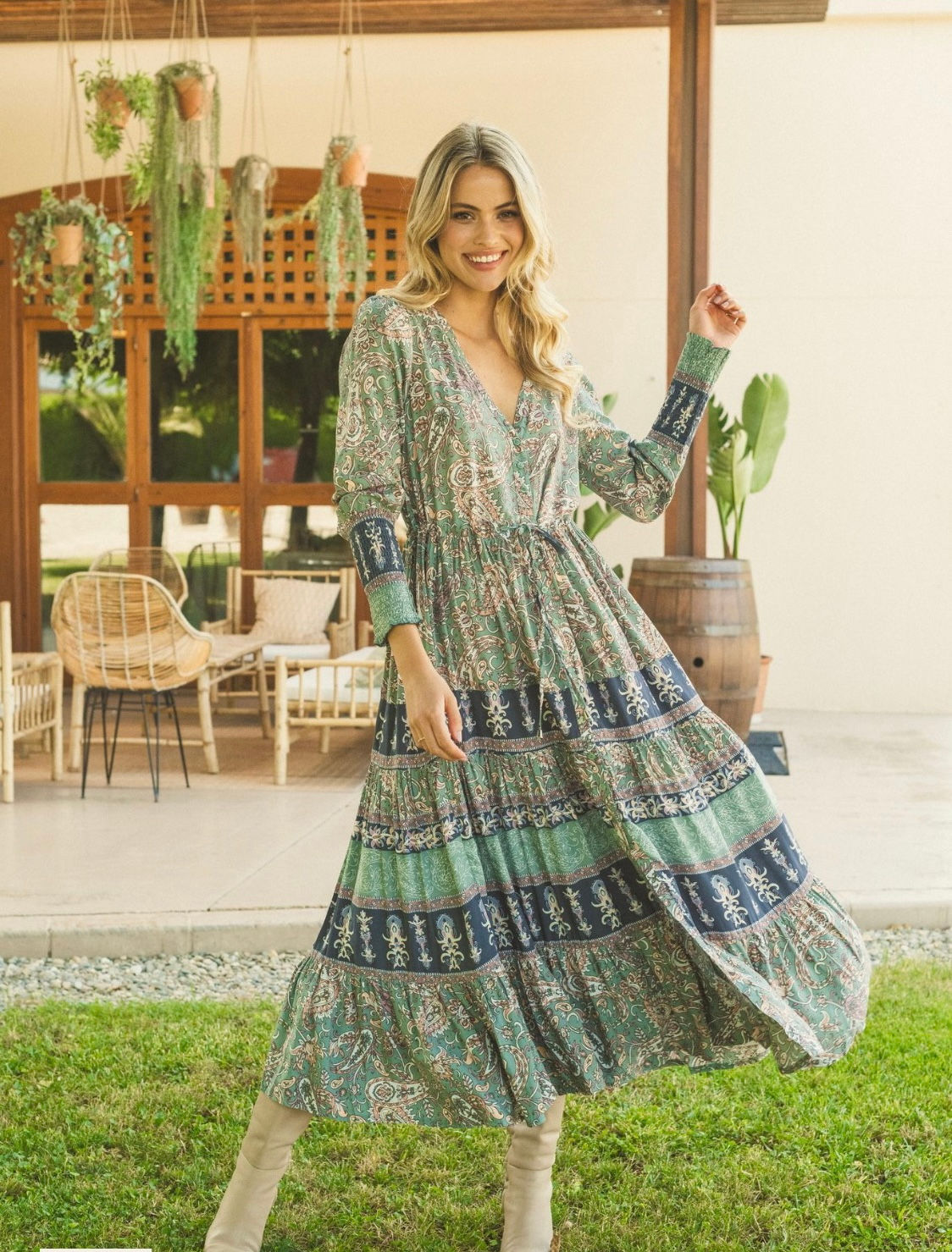 Jaase Olivine Print Stephanie Maxi