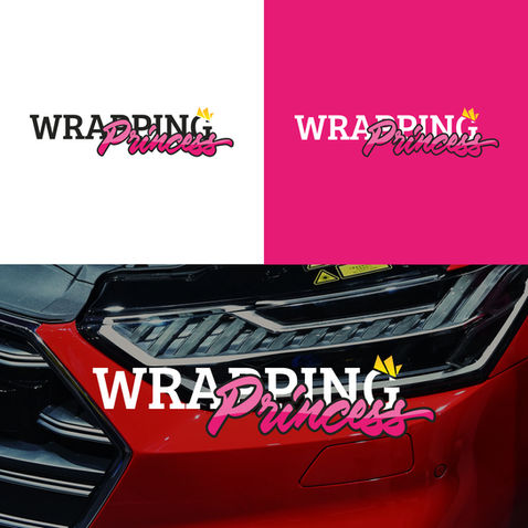 Wrapping Princess Logo mit pinker Script-Schrift und Krone für Auto-Folierung und Carwrap-Design