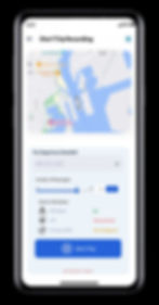 smartphone. screen displays google map of harbour, and information about the boat.