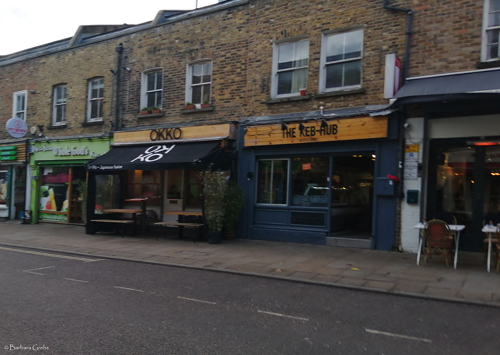 Aome of the cafes and shops on Broadway Market