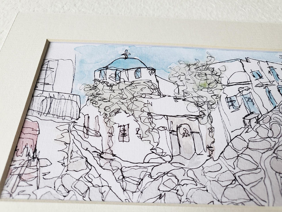 Church, houses and cobbled streets of Paros island, Greece