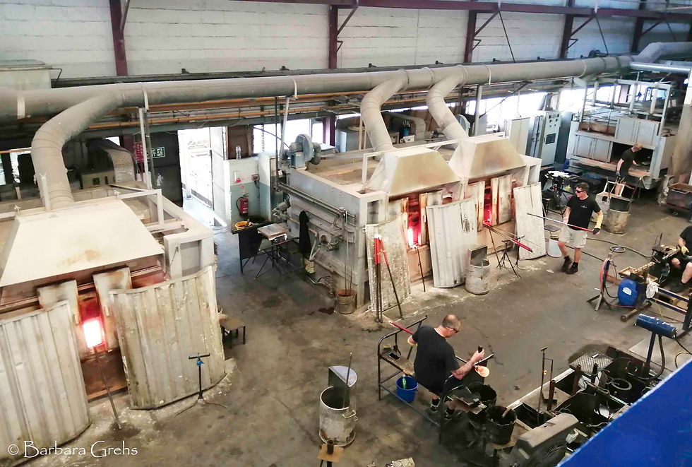 The glassblowing workshop at the Dartington Crystal factory