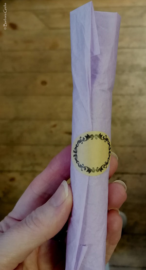 The perfume I made, in tissue wrapping paper