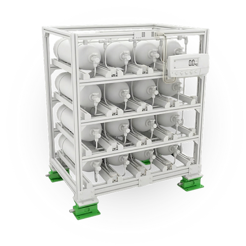 Shelf scale for CO₂ cylinders – stationary weighing system for monitoring the fill level of gas cylinders