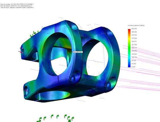 All safety critical Lynxium components are going through detailed simulation phase, to ensure stress level will never generate a failure. On this example, stem is subjected to ISO4210-5 lateral bending load levels...
