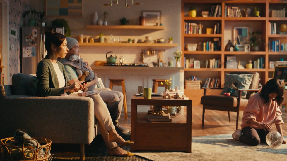 NERDWALLET Commercial filmed in Mexico City - set design and set dressing: Living Room that opens to flower field, opening walls mechanism