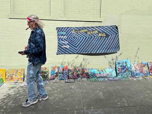 Hippie With A Cigar & Fantastical Glitter Bras - Postcard