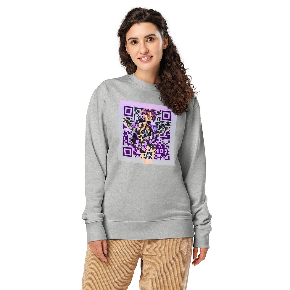 Thumbnail: Bondage Girl QR Code Organic Sweatshirt