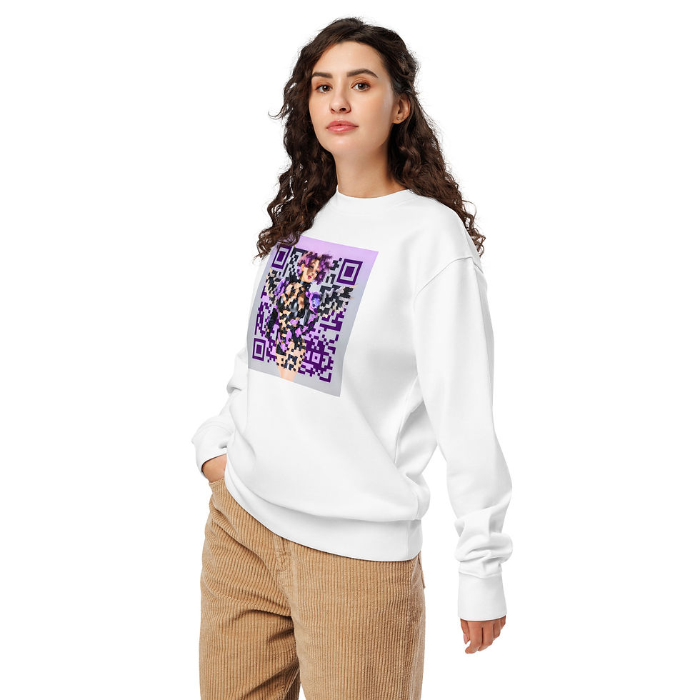 Thumbnail: Bondage Girl QR Code Organic Sweatshirt