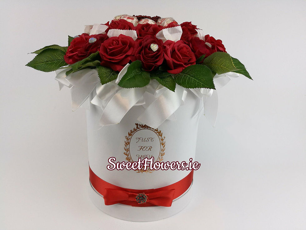 Thumbnail: White Hatbox of Raffaello & Real Touch Roses