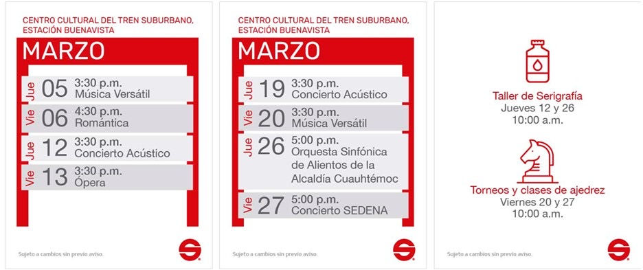 Marzo llega con ópera, conciertos y actividades culturales en el Centro Cultural del Tren Suburbano