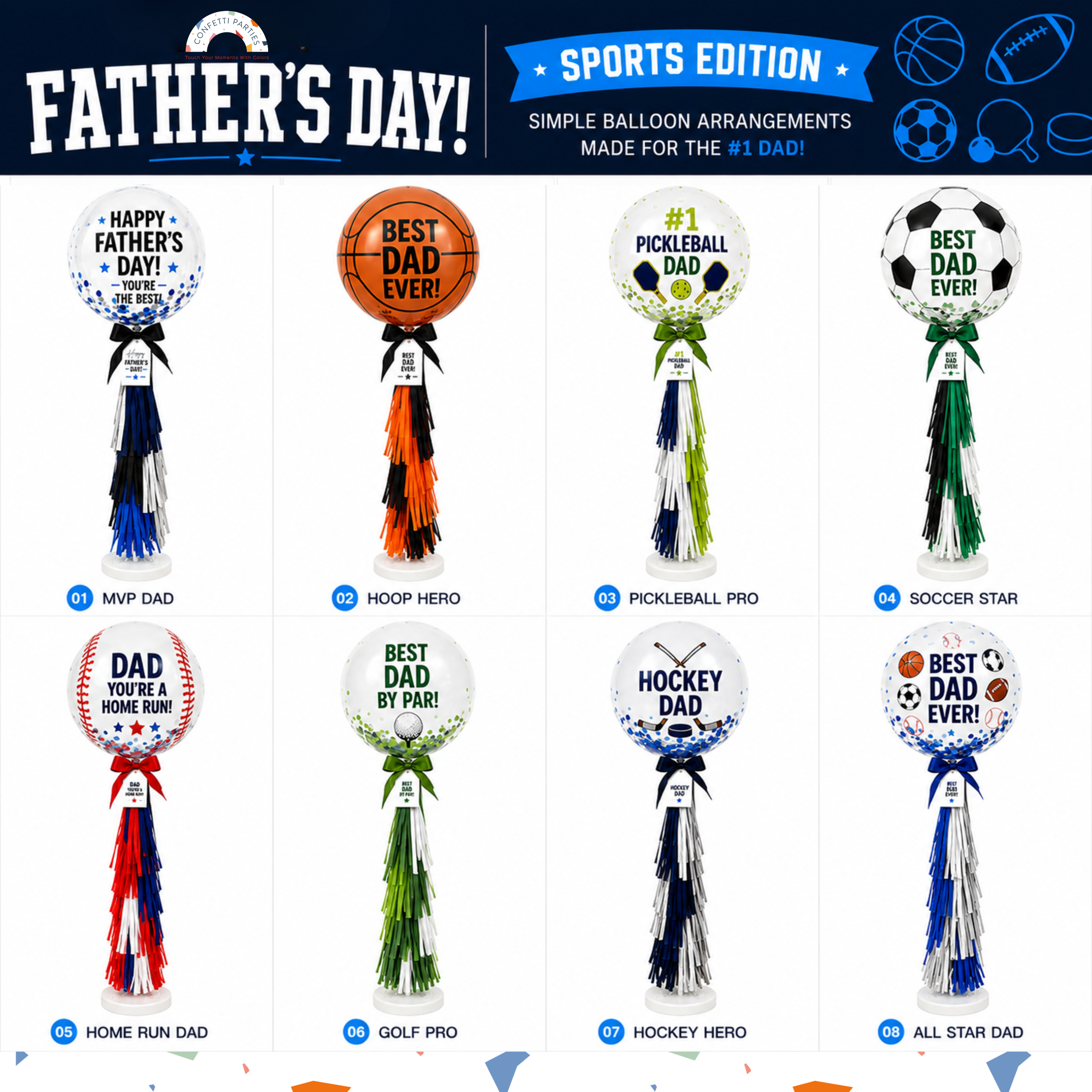 Father's Day Balloons (Sports Edition) Jumbo Bubble balloon on-stand