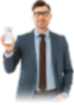 man showing phone with lead capture app leads list