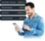 man using tablet to check session seating capacities