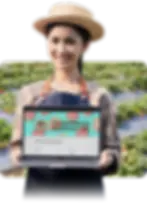 woman holding laptop showing registration page design