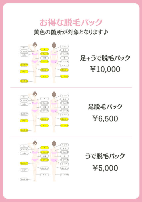 足脱毛,うで脱毛