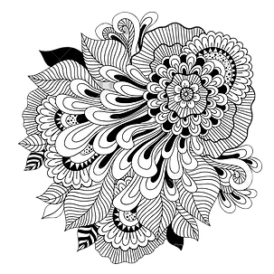 86804088-黒と白の花の背景が透明で着色します。花のタトゥー作品。.p