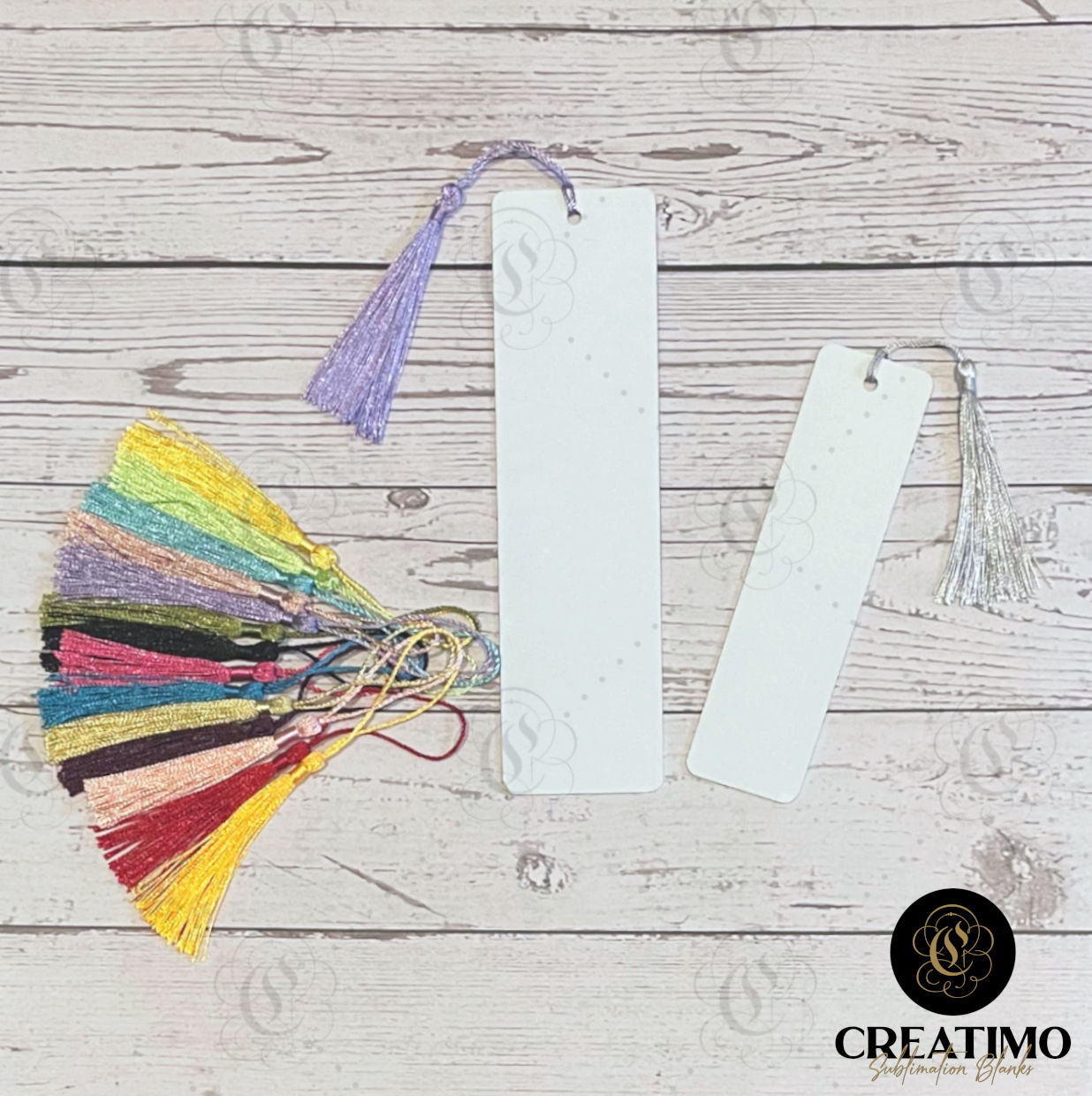 DELUXE 1mm thick DOUBLE-SIDED METAL BOOKMARK with TASSEL