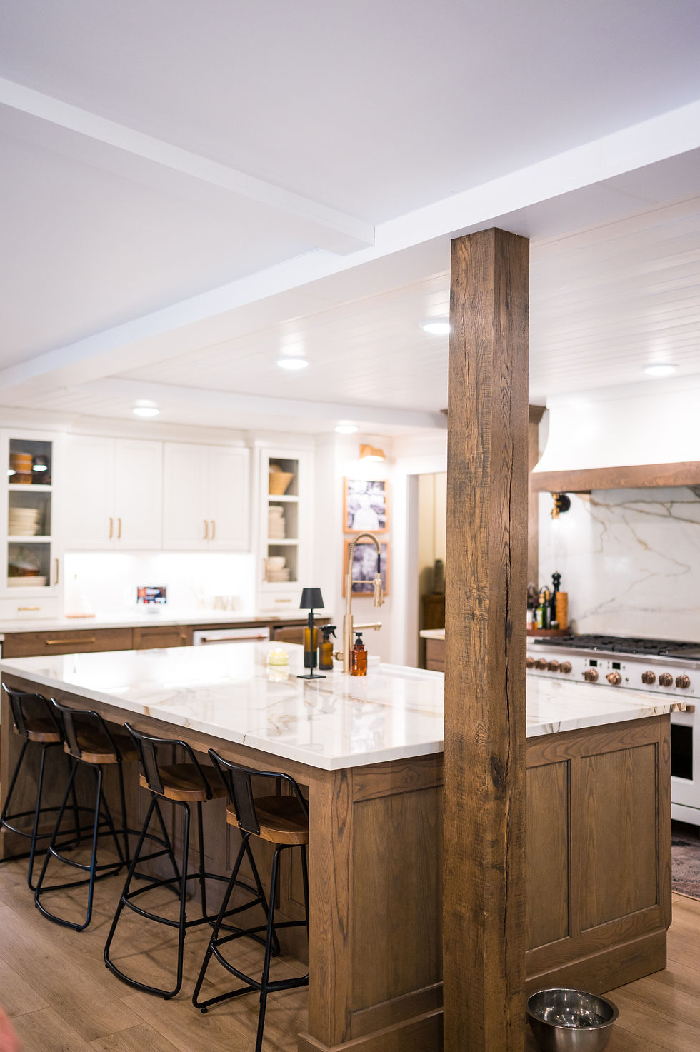 updated kitchen with wooden and granite features