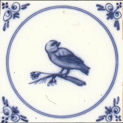 Tile featuring iconic Dutch Delft-style patterns