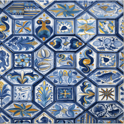 Renaissance-inspired Italian tile with intricate detailing