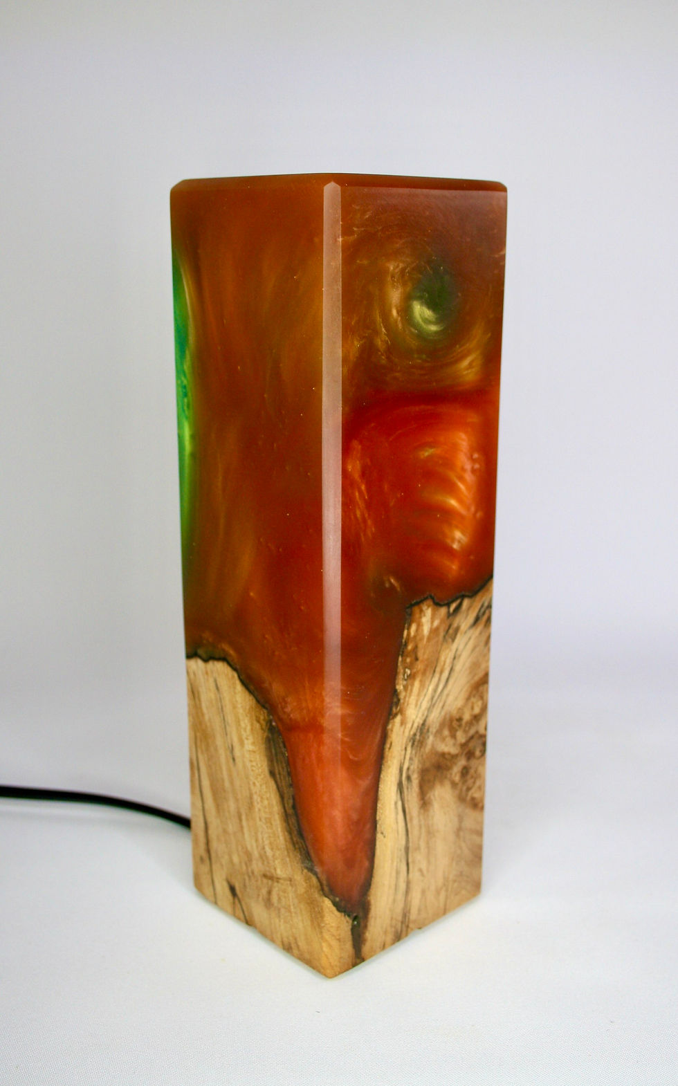 Thumbnail: Red/gold/green and splated apple lamp