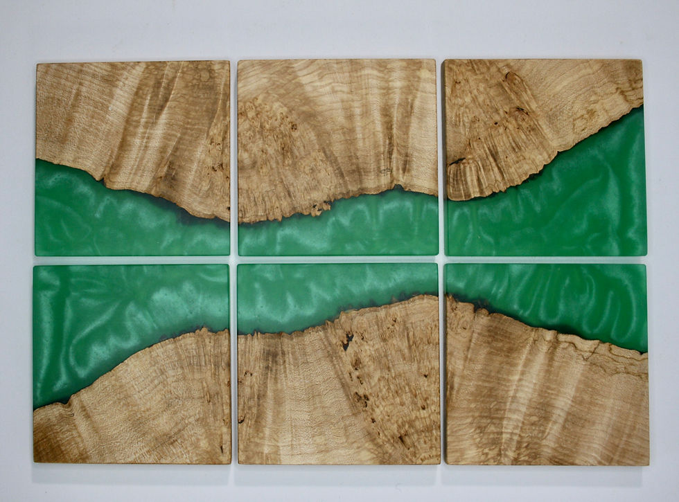 Thumbnail: Green and apple wood coasters. Set of 2