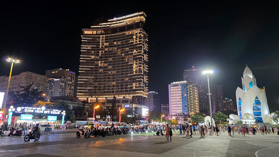 Hyatt Regency Nha Trang right next to Nha Trang night market and across Tram Huong Tower