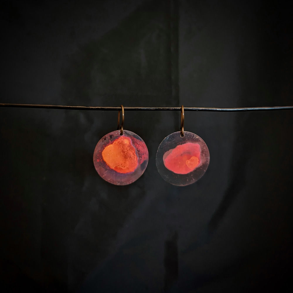Red Full Moon Earrings XS