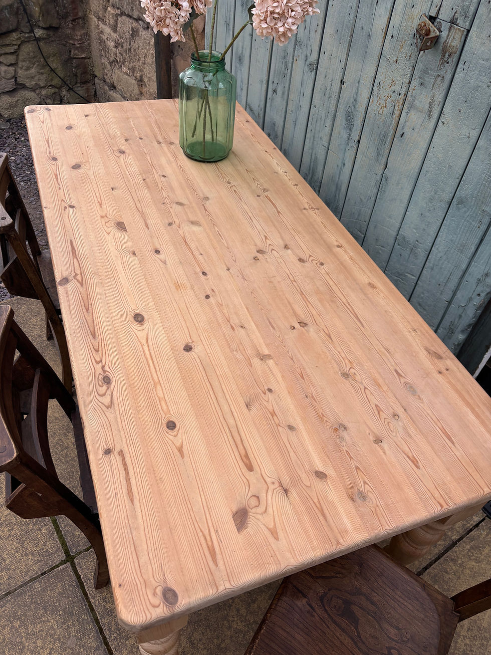 Thumbnail: Stripped Pine Farmhouse Dining Table 