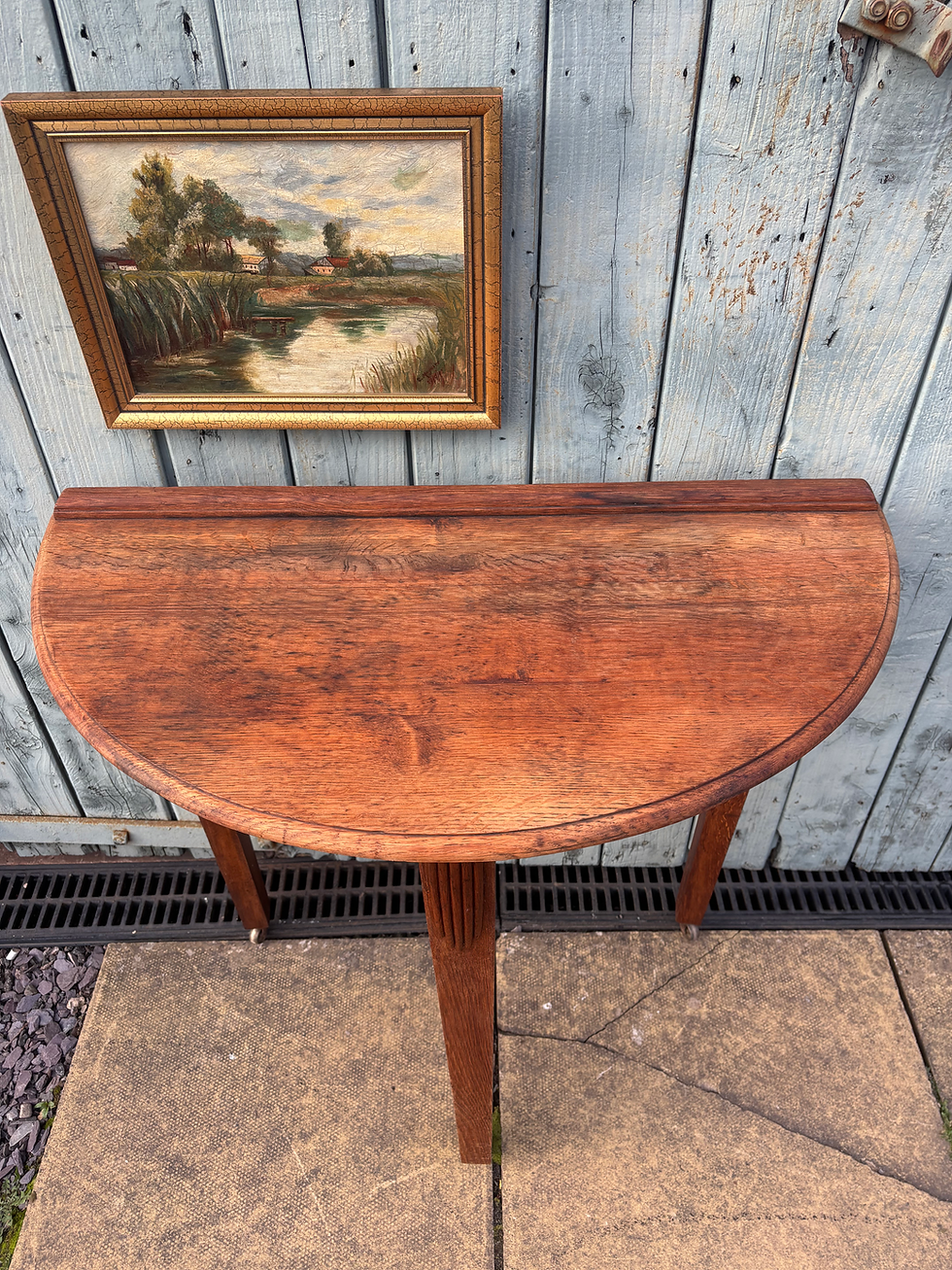 Thumbnail: Solid Oak Demi-Lune Table 