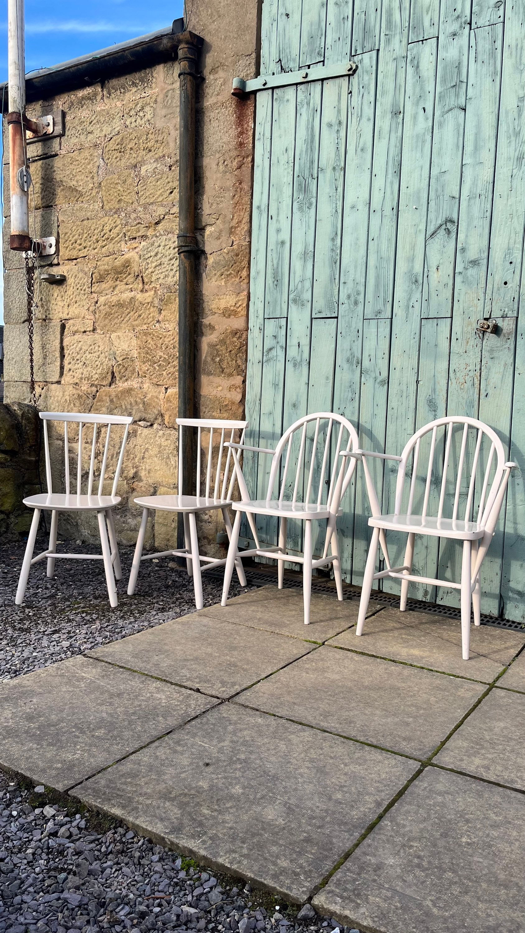 4 Ercol Style Mid Century Painted Chairs