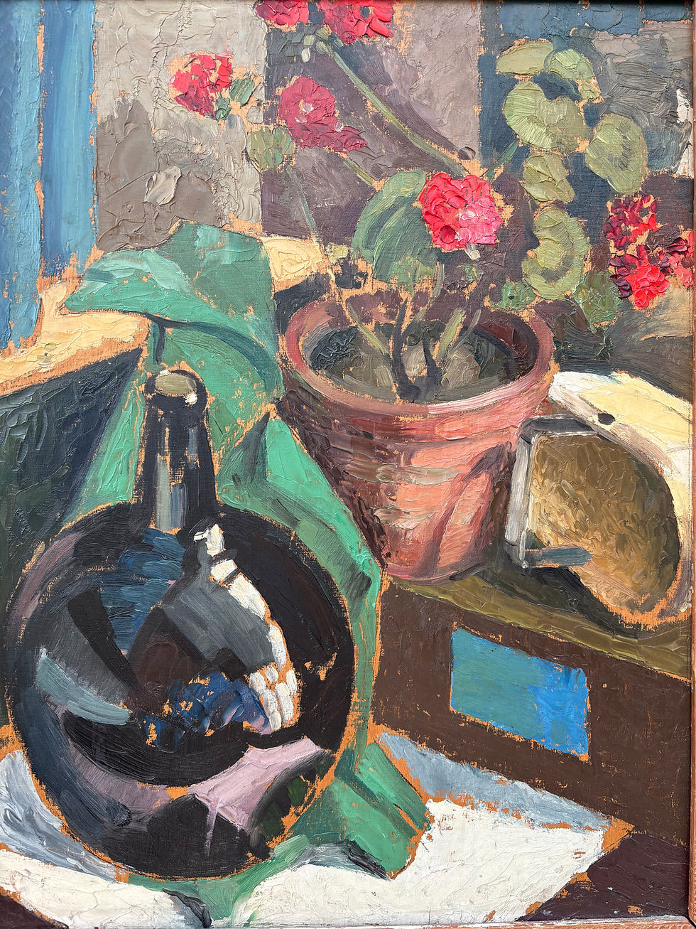 Thumbnail: Red Geranium Still Life Oil Painting 