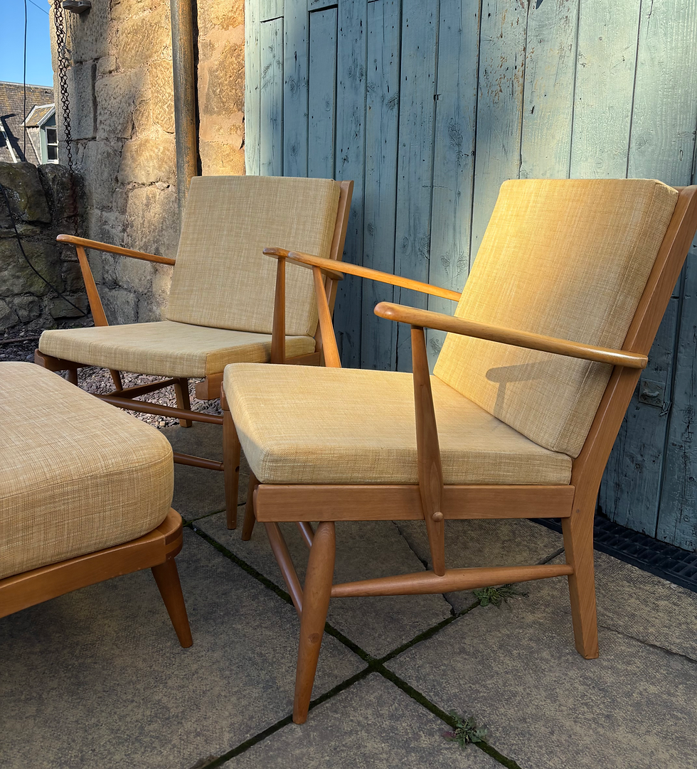 Thumbnail: Set of Ercol Armchairs and Footstool 