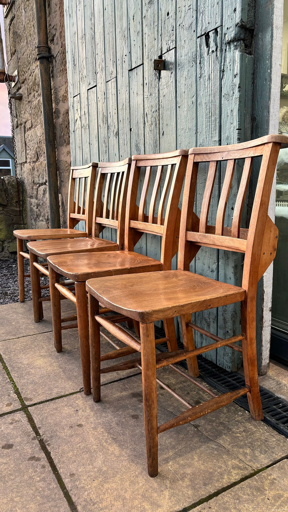 Thumbnail: Set of 4 Wooden Church Chairs 