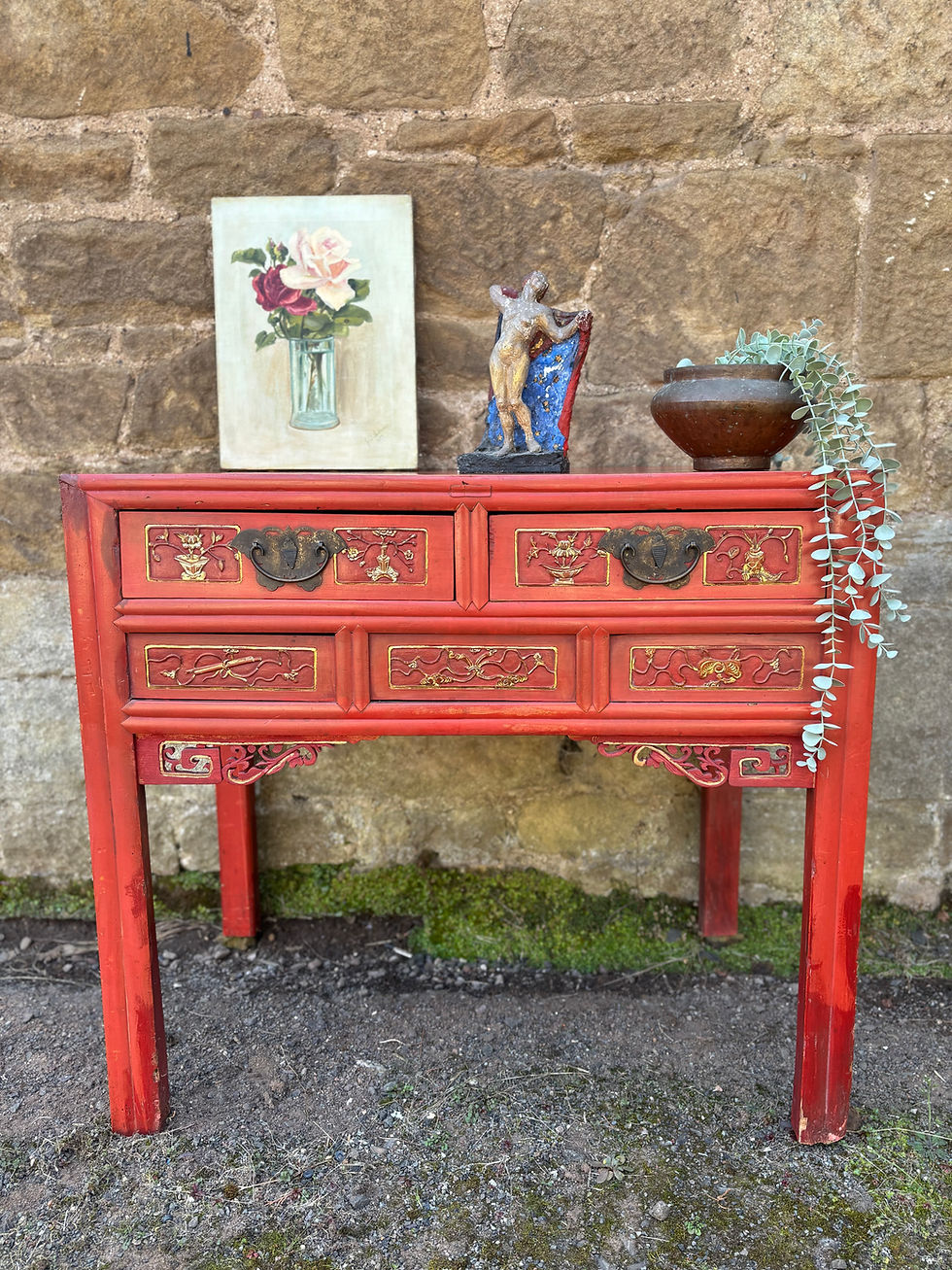 Chinese Red Lacquered Console Table 