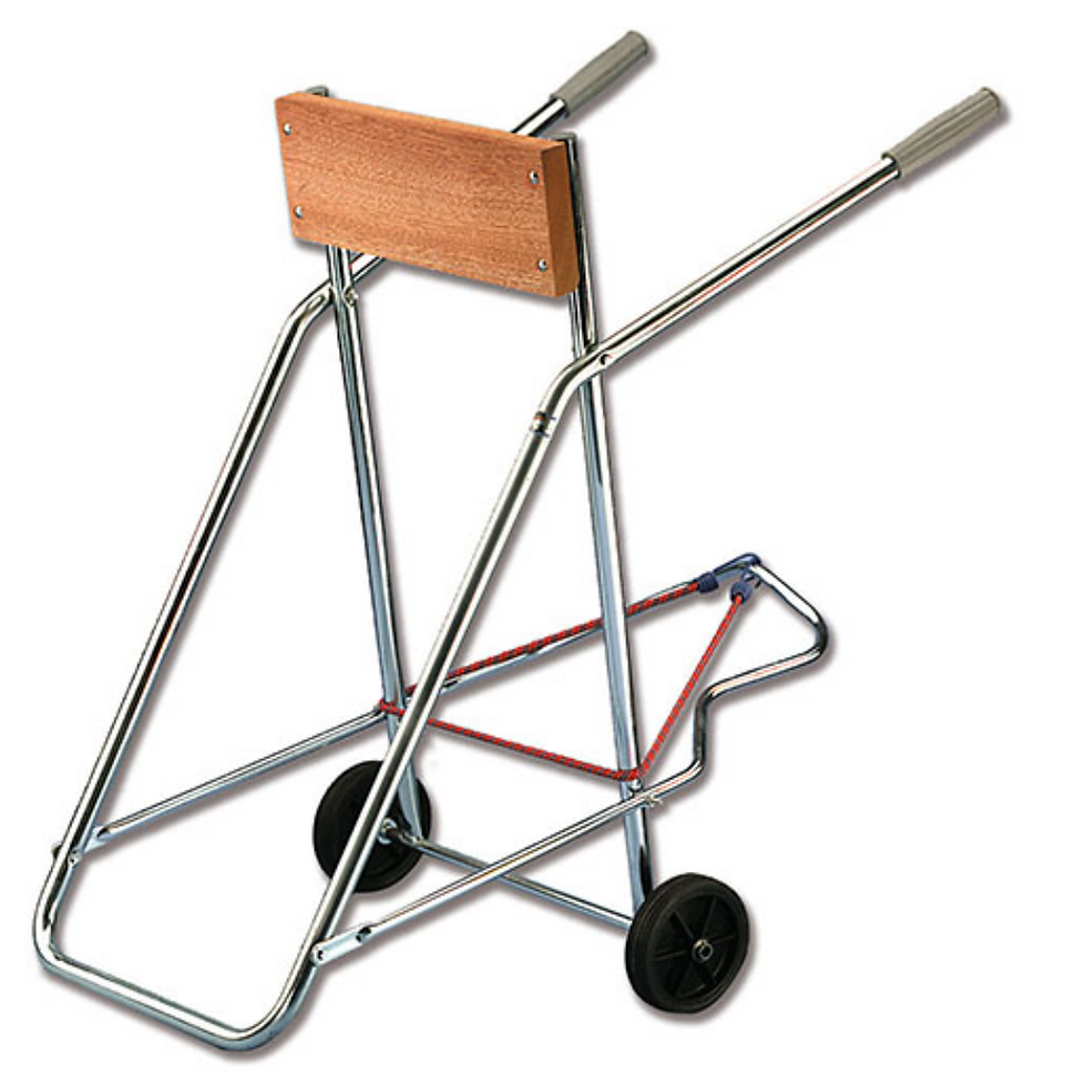 Carrello portamotore con ruote e porta serbatoio