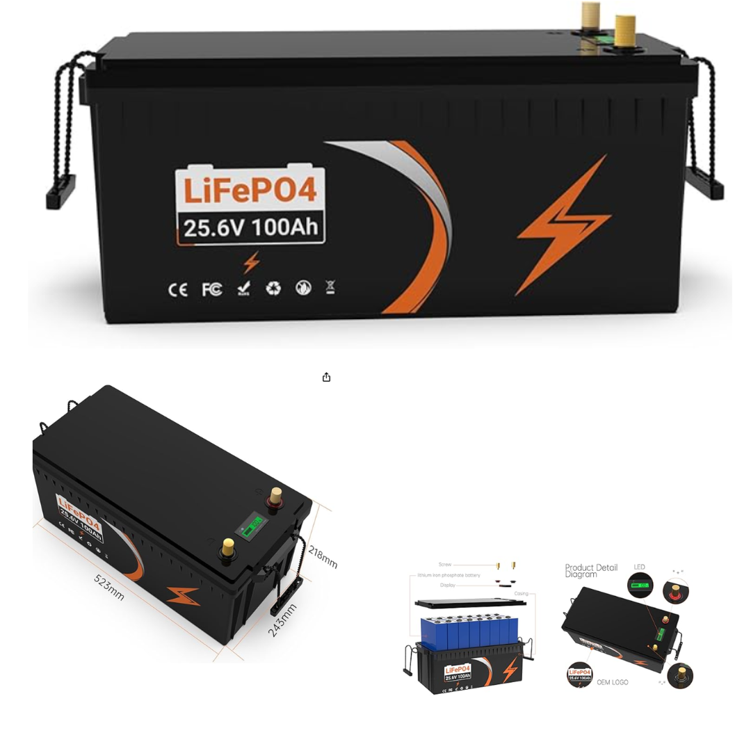 Lifepo4 batteria 24V 100AH 2560Wh