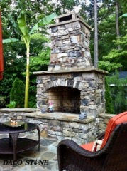 Outdoor Natural Stone Fireplace using Daco Stone Natural Stone Veneer