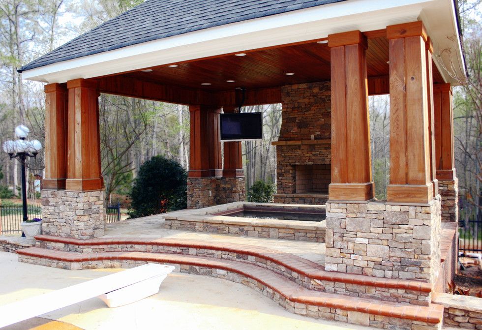 Gazebo Jacuzzi with Outdoor Fireplace