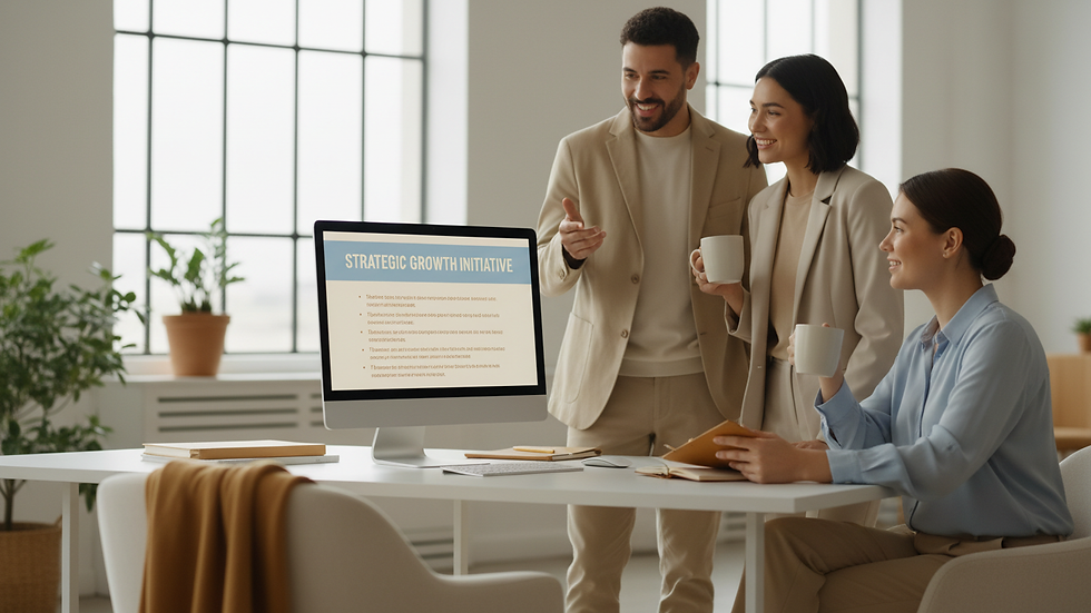 Vue rapprochée d’un bureau avec un ordinateur affichant un business plan