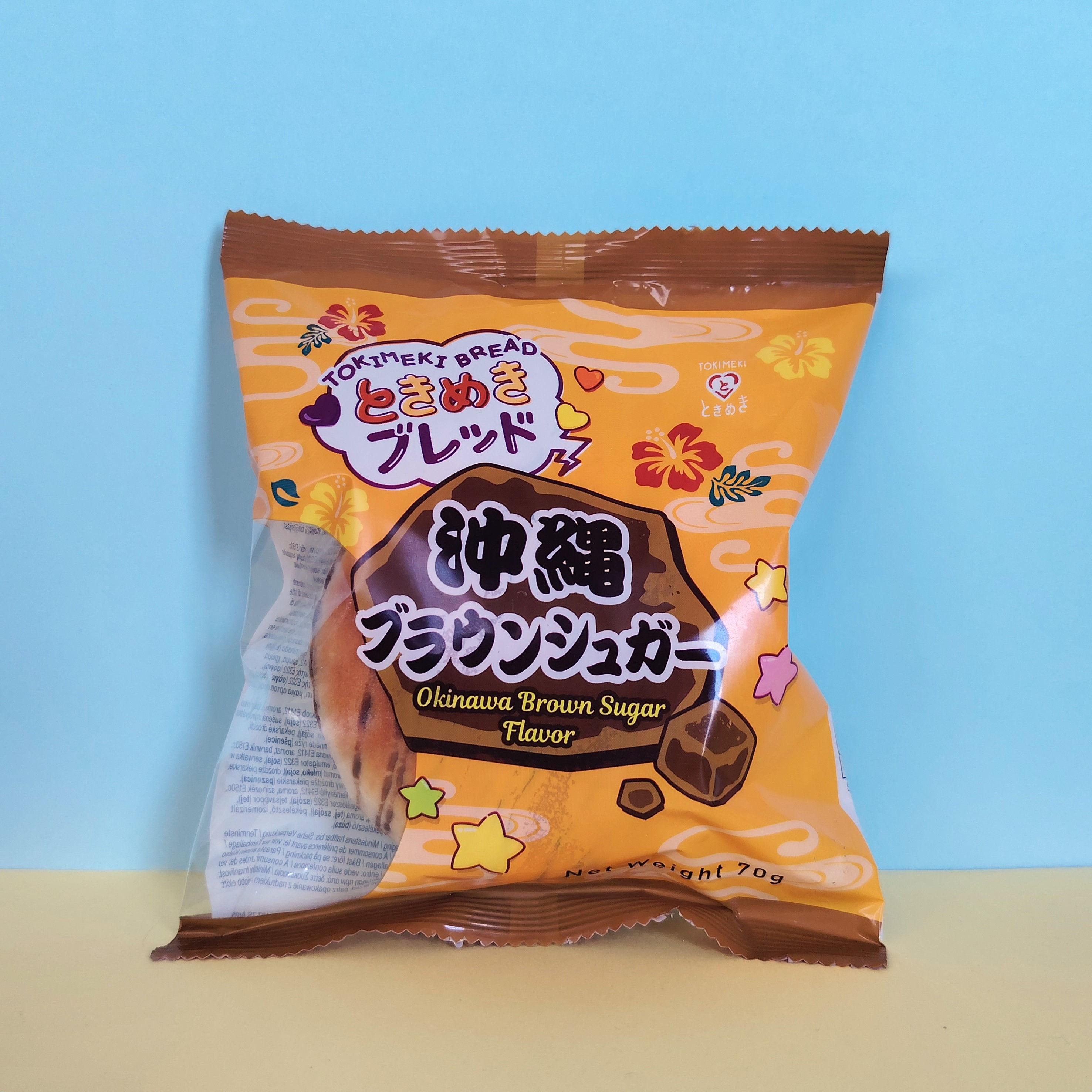 Emballage Tokimeki Bread saveur sucre brun d'Okinawa, brioche japonaise individuelle 70g