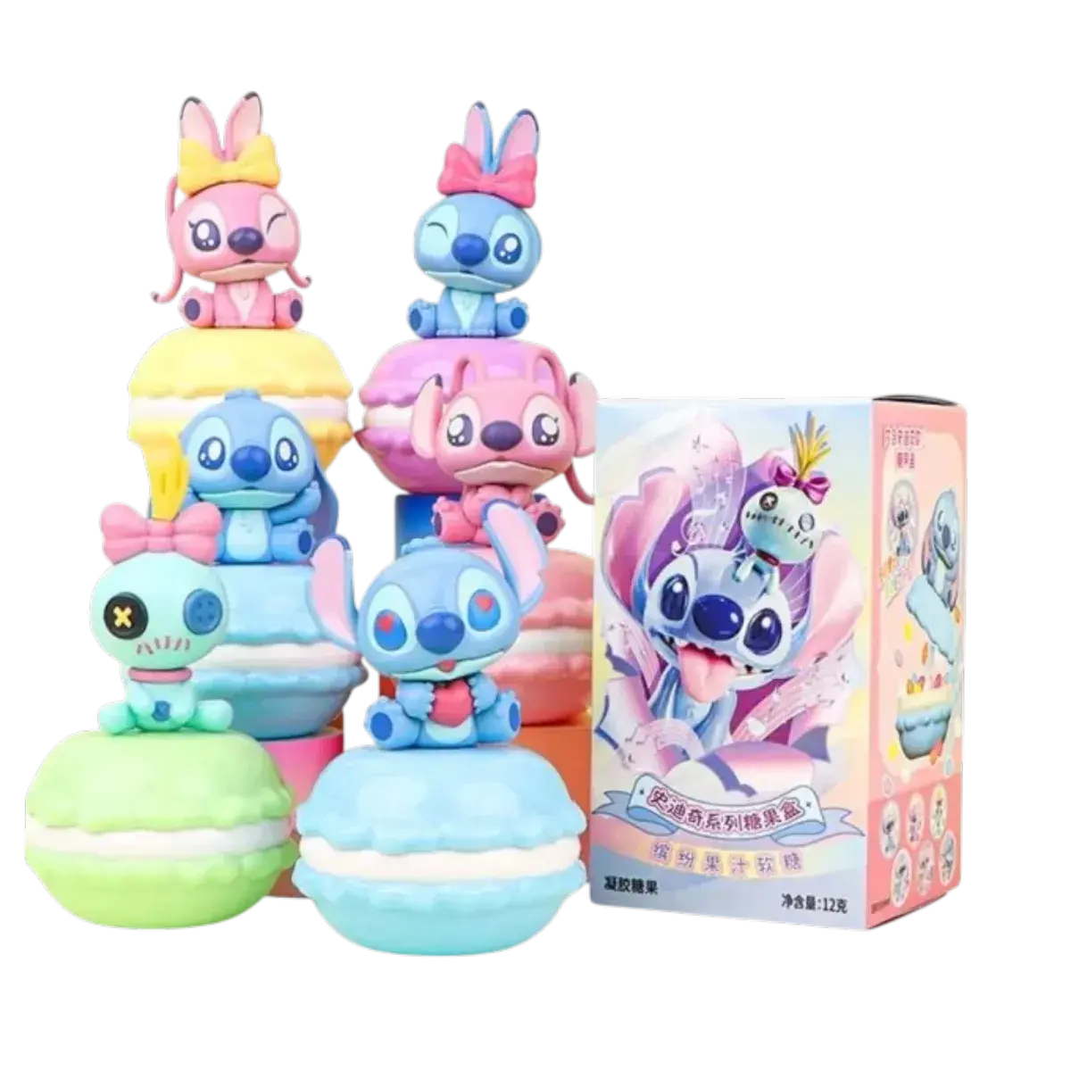 6 figurines macaron Stitch aléatoire