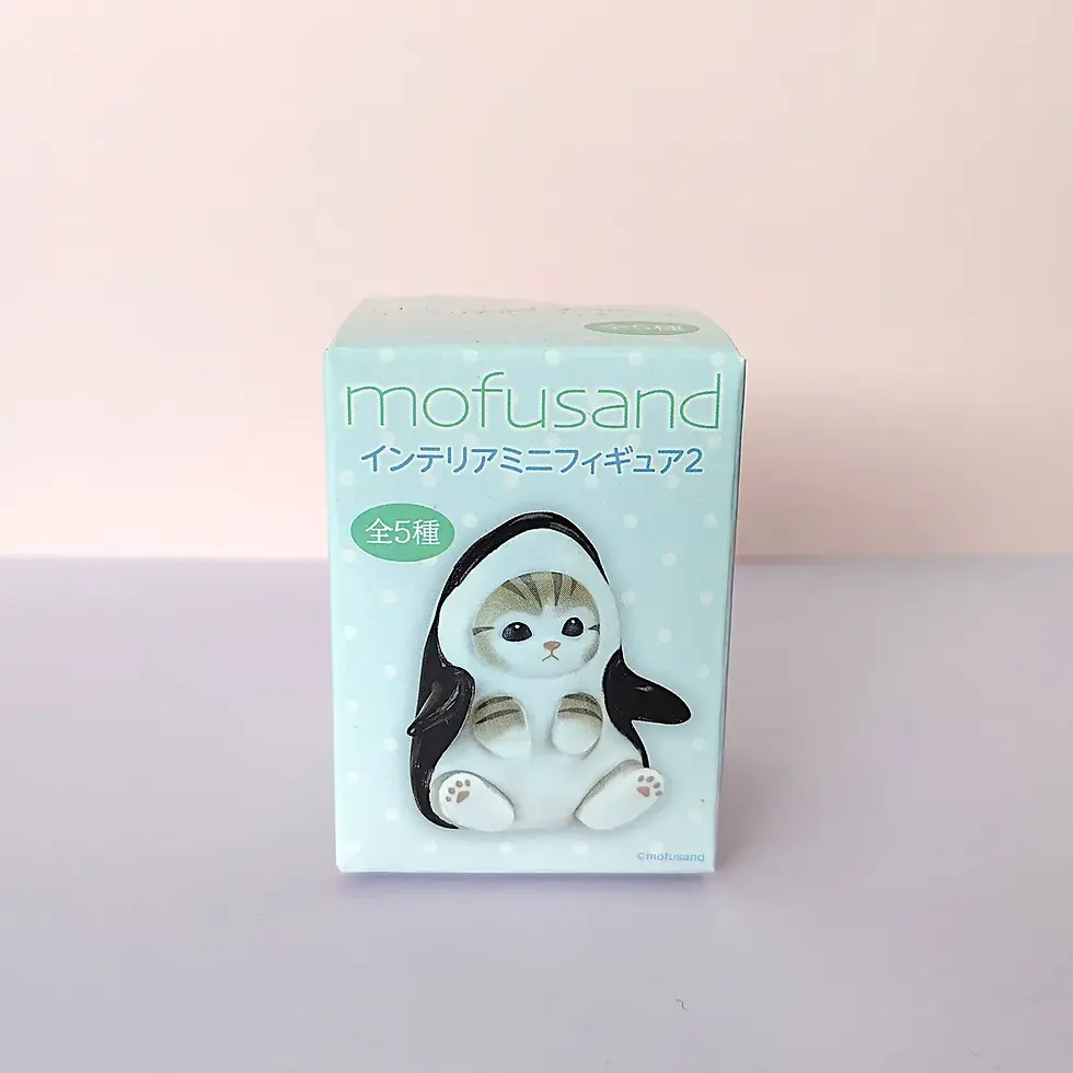 Mini figurine mofusand Vol.2 boîte collector, chat orque kawaii fond bleu ciel