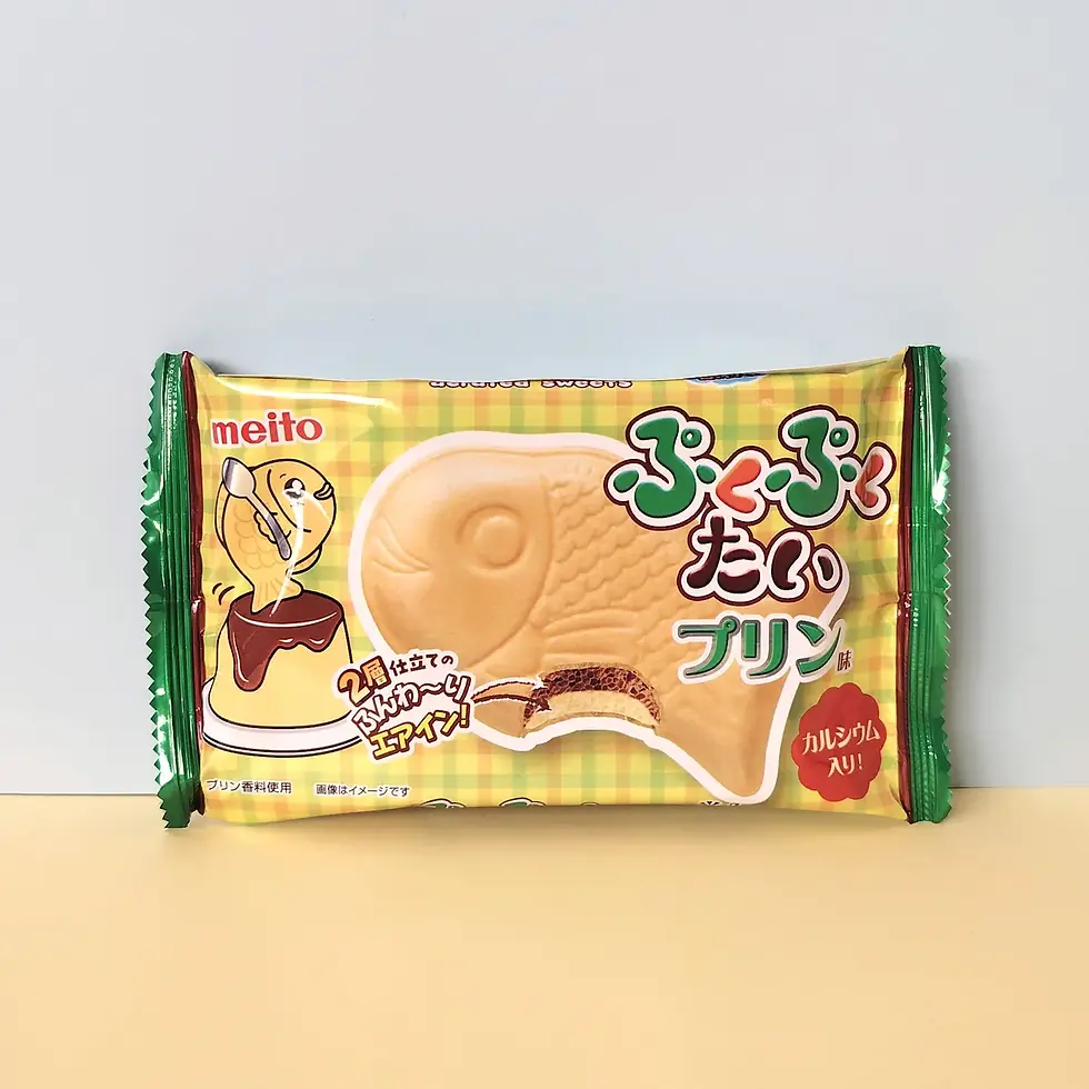 Gaufrette Meito Taiyaki en forme de poisson, texture croustillante et dorée