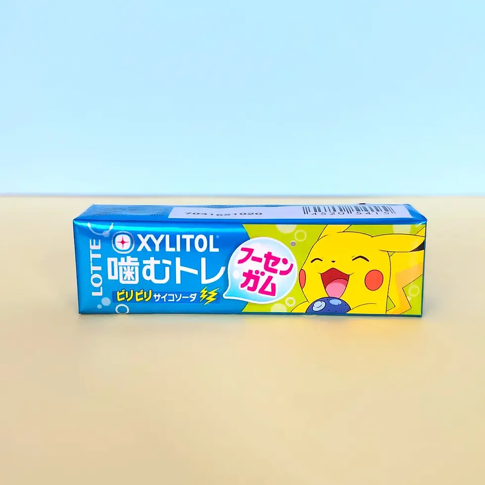 : Étui Lotte Xylitol chewing-gum soda pétillant 26g édition Pokémon Japon, visuel aléatoire