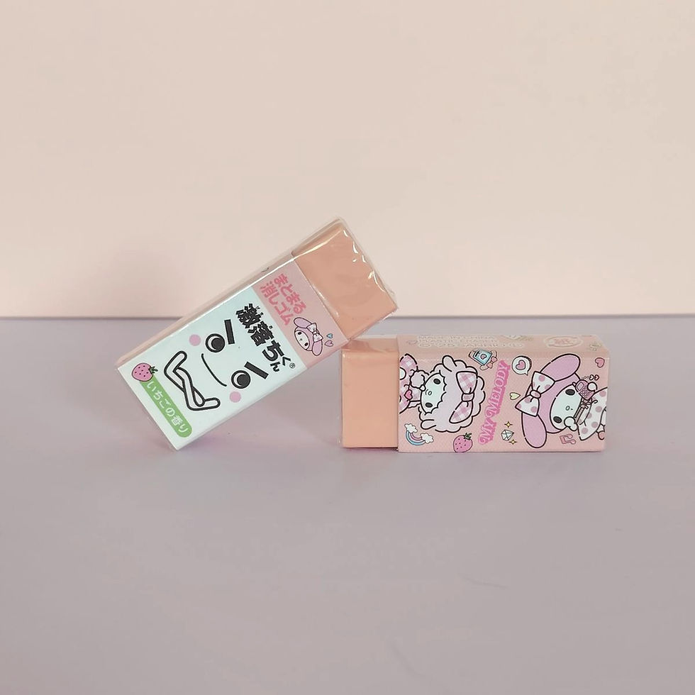 Gomme parfumée à la fraise My Melody Sanrio rose.