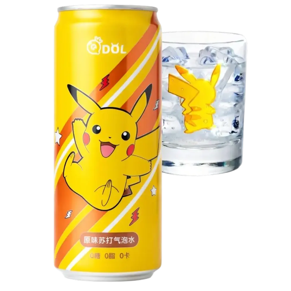 Canette QDOL eau pétillante saveur originale, édition Pikachu Pokémon