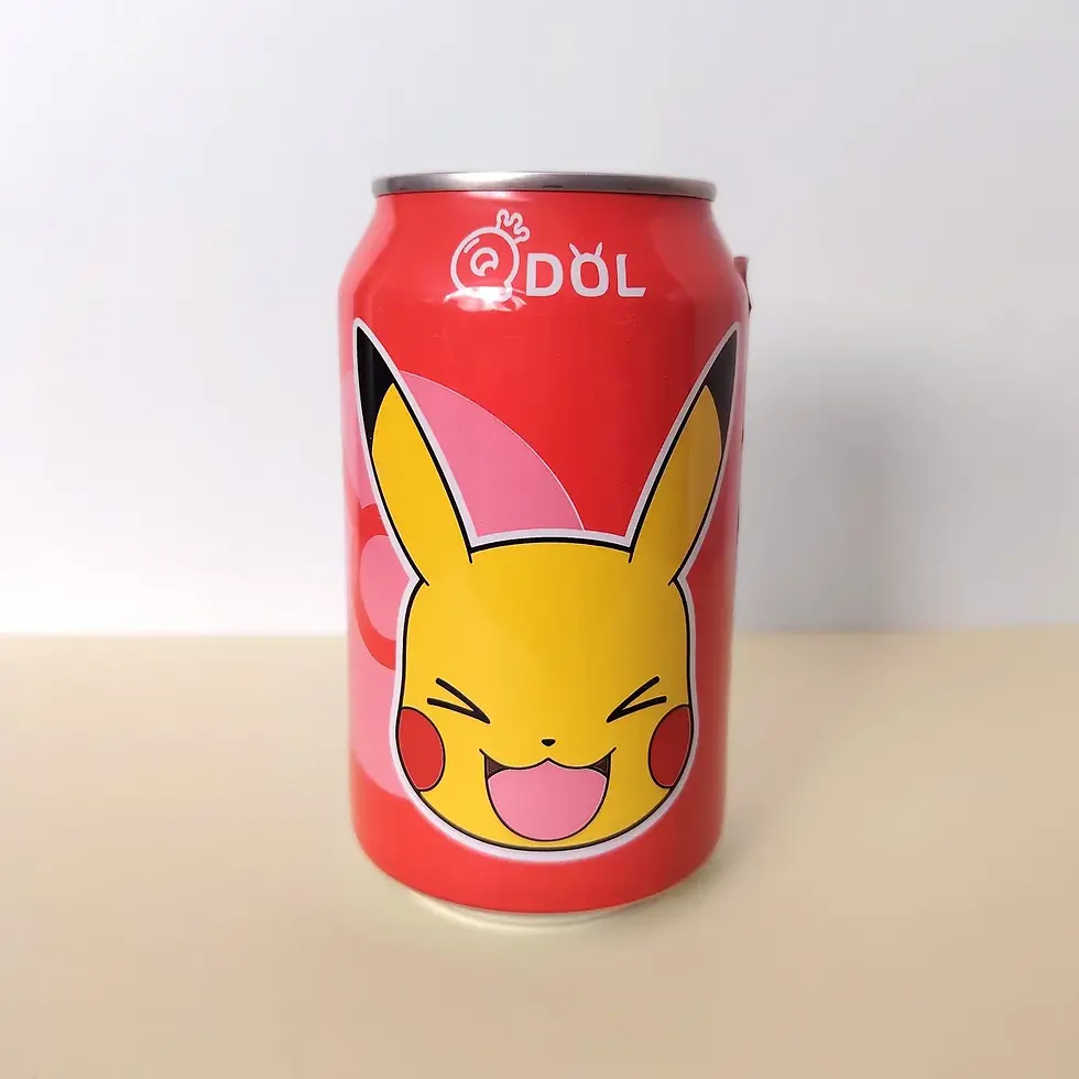 Canette QDOL eau pétillante saveur fraise, édition Pikachu Pokémon